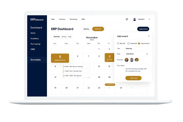 ERP dashboard